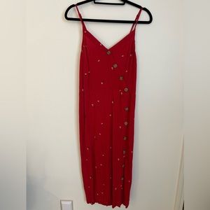 Universal Thread Sleeveless Midi, Red with floral, Size L